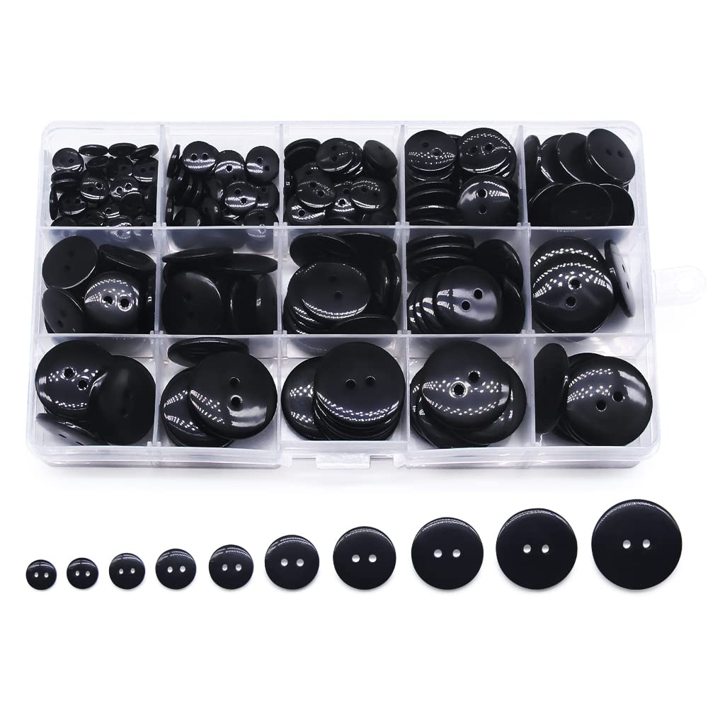Amazon.com: SEMINI Mixed Size 8mm-25mm 280Pcs Black Resin Buttons